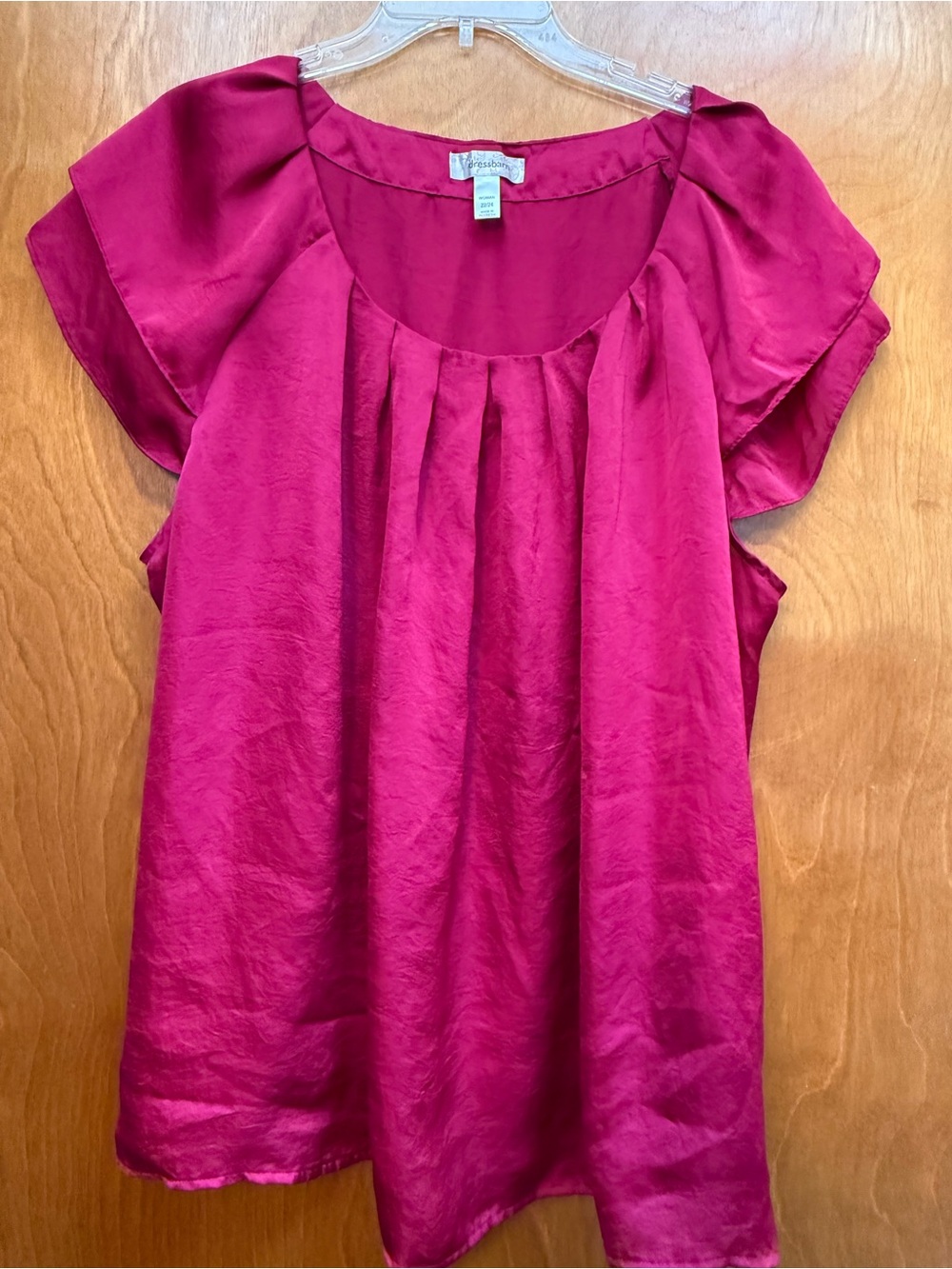 dressbarn Women's Hot Pink Pleated Cap-Sleeve Blouse